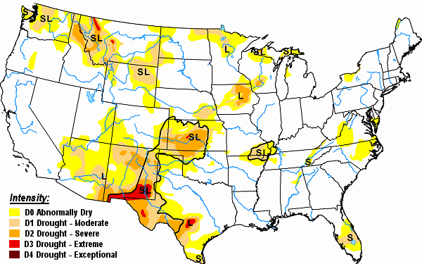 Drought conditions as of 04/09/2024.