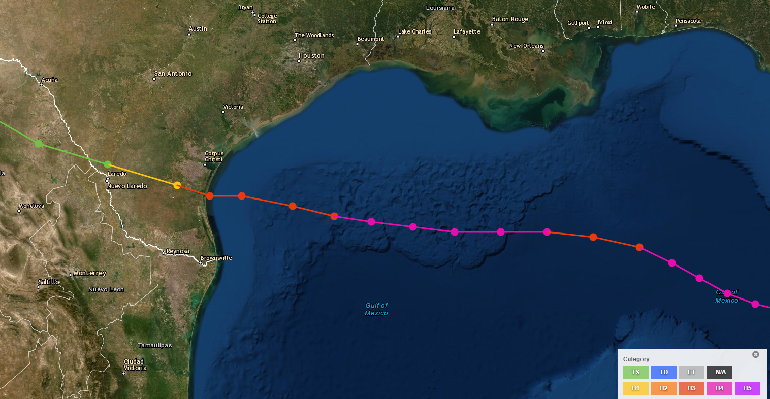 Gulf basin track of 1919 Hurricane