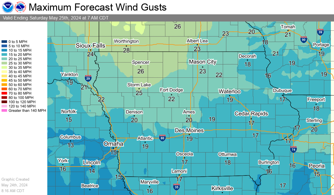 Tonight's Highest Wind Gusts