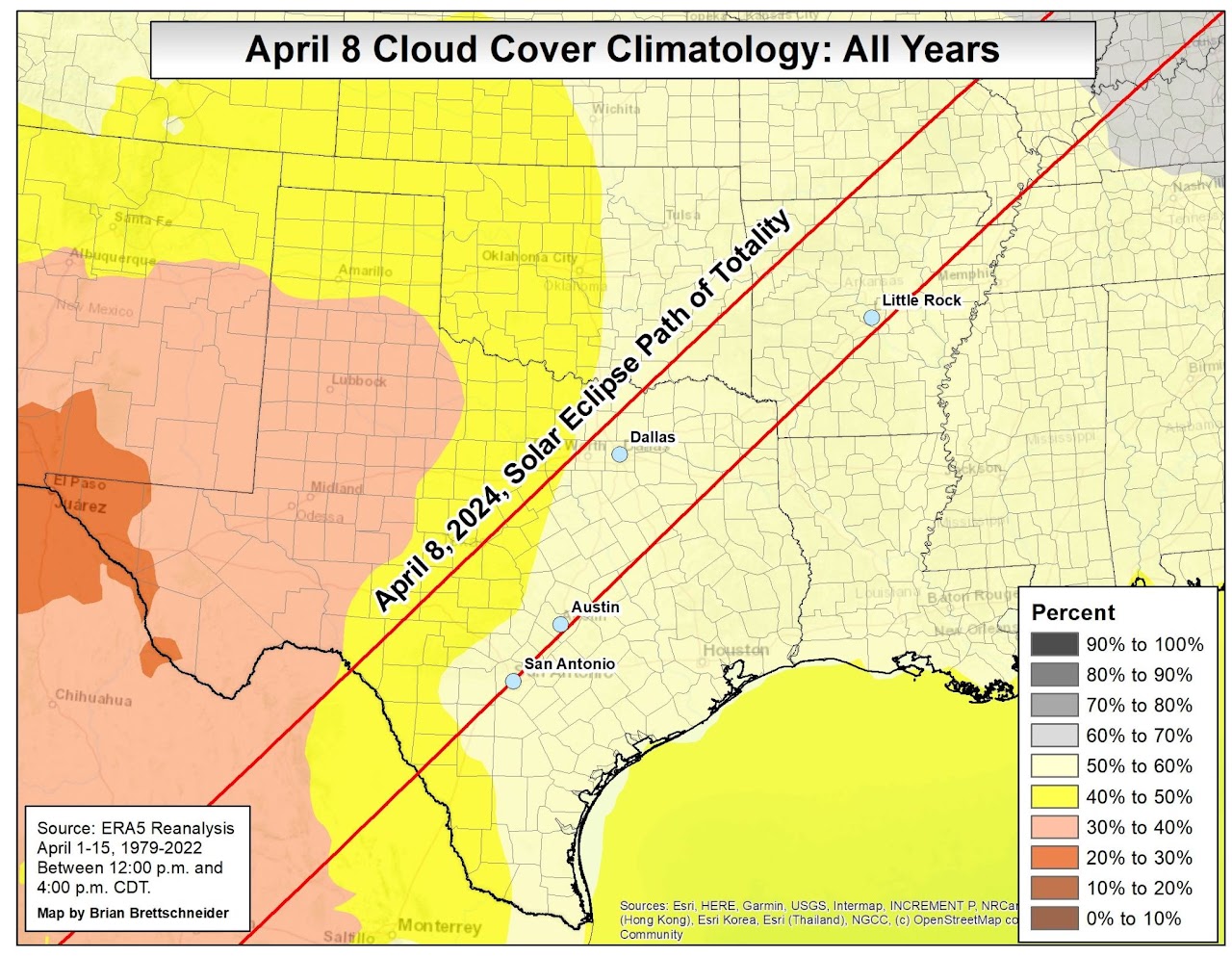 April 8 Cloud Cover Climatology - All Years