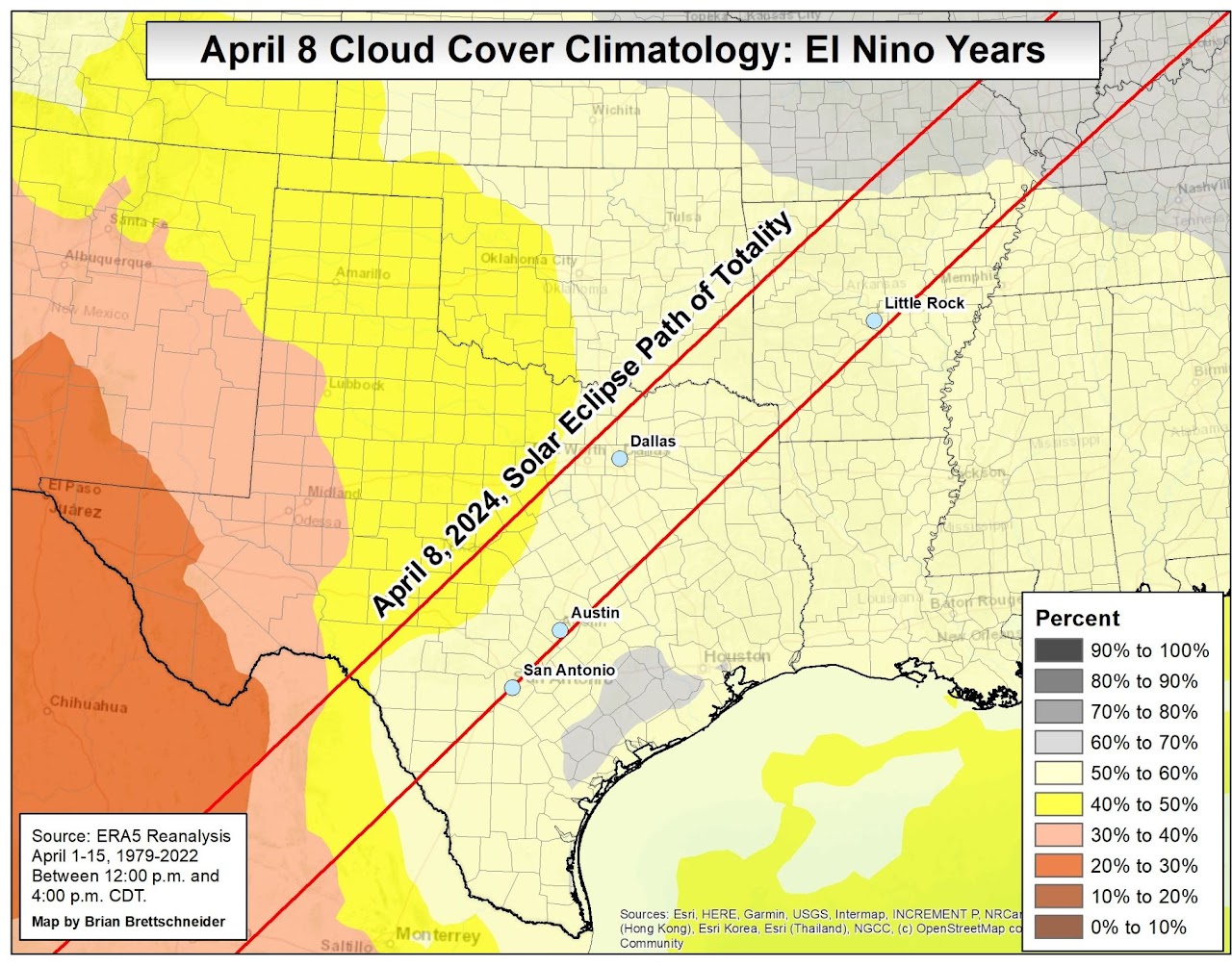 April 8 Cloud Cover Climatology - El Nino Years