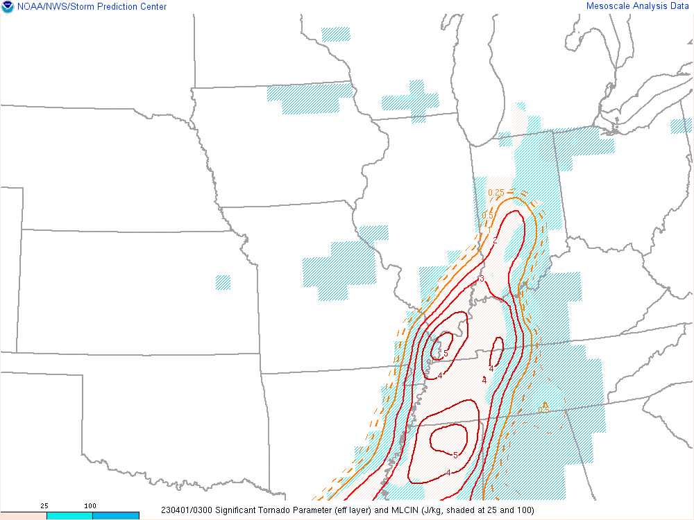 Environment - Significant Tornado Parameter at 11pm EDT