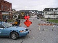 Photograph of flooding on East Main Street in Fort Kent, ME on April 30, 2008