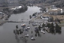 Photograph of flooding of the Fish River in Soldier Pond, ME on April 30, 2008
