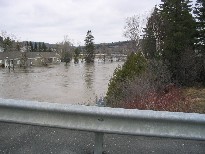 Photograph of flooding of the Fish River near Route 11 in Fort Kent, ME on April 30, 2008