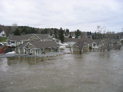 Photograph of homes flooded near Route 11 in Fort Kent, ME on April 30, 2008