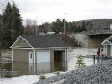 Photograph of homes flooded near Route 11 in Fort Kent, ME on April 30, 2008