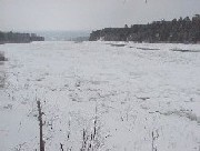 Photograph of snow and river ice along the St. John River downstream of Dickey, ME in December 2003