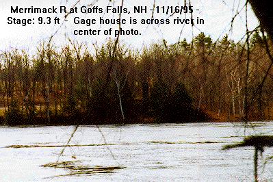 Photograph of the Merrimack River at Goffs Falls, NH (GOFN3) and its gage house