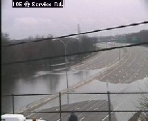 Photograph of flooding of the Pawtuxet River on I-95 at the Service Road