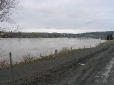 Photograph of International Bridge and dike