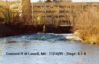 Photograph of the Concord River at Lowell, MA (LCNM3) looking upstream