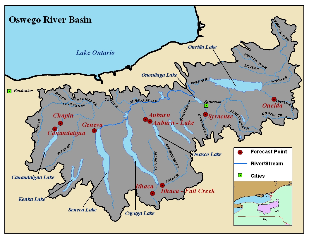 Map of the Oswego River Basin in New York. Click on the image to go to the interactive AHPS page.