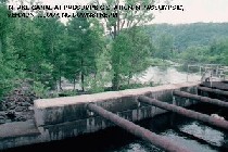 Photograph of the Passumpsic River intake canal at Passumpsic, VT (PASV1) looking downstream