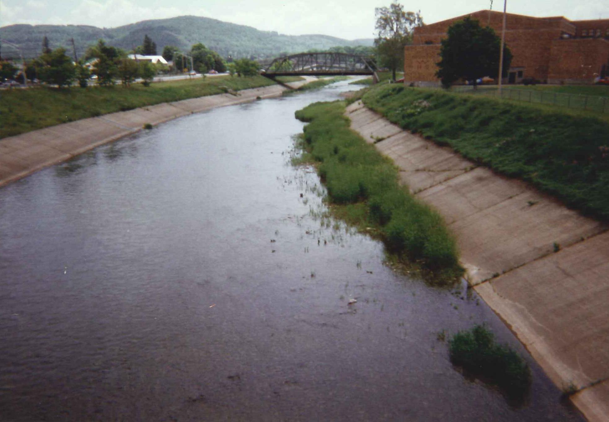 Photograph of the Genesee River at Wellsville, NY (WLLN6) looking upstream