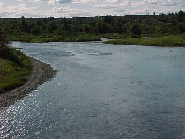 Photograph of the Aroostook River at Washburn, ME (WSHM1) looking upstream