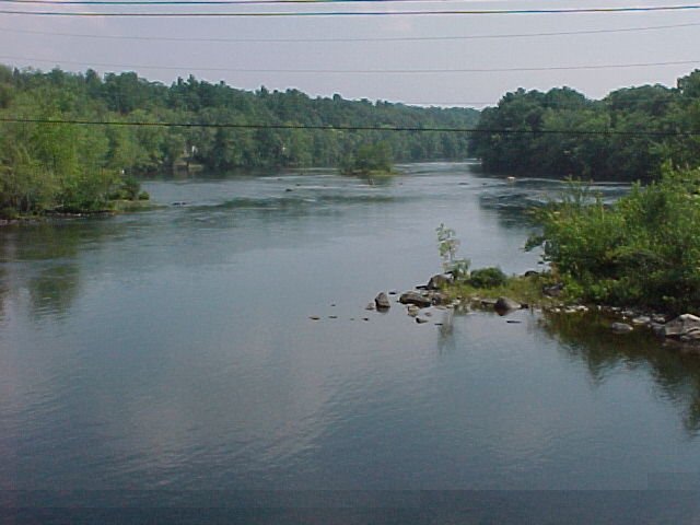 Photograph of the Saco River at West Buxton, ME (WBXM1) looking downstream