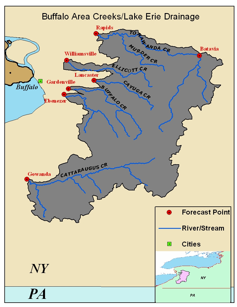 Map of the Buffalo Creeks in New York. Click on the image to go to the interactive AHPS page.