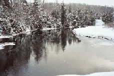 Photograph of snow and ice along the Moose River, upstream of McKeever, NY (MCKN6)