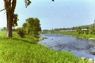 Photograph of the Missisquoi River at East Berkshire, VT (EBKV1) looking downstream