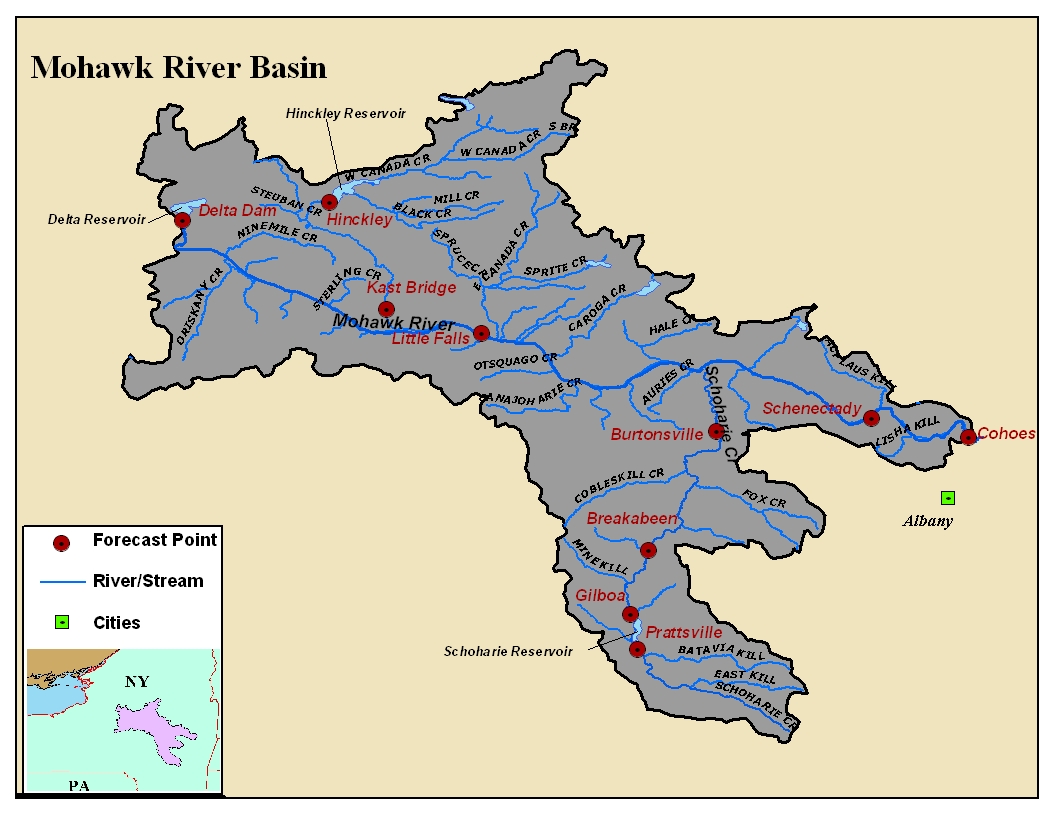Map of the Mohawk River Basin in New York.  Click on the image to go to the interactive AHPS page.