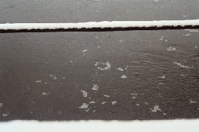 Photograph of snow and river ice along the Hudson River upstream of North Creek, NY