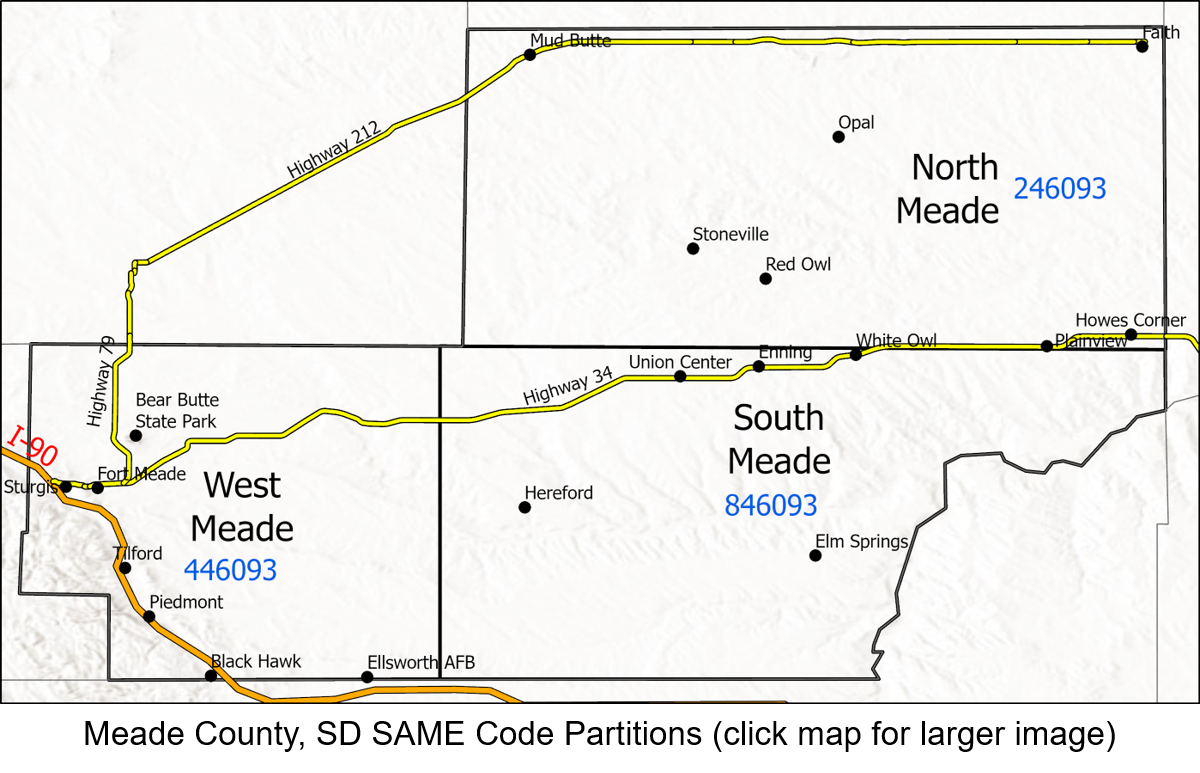 Meade County SD SAME code partitions