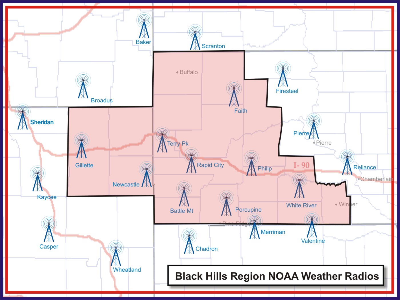 Black Hills Region NOAA Weather Radio Stations