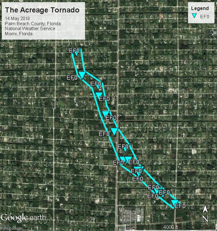 Map of The Acreage Tornado Damage Path