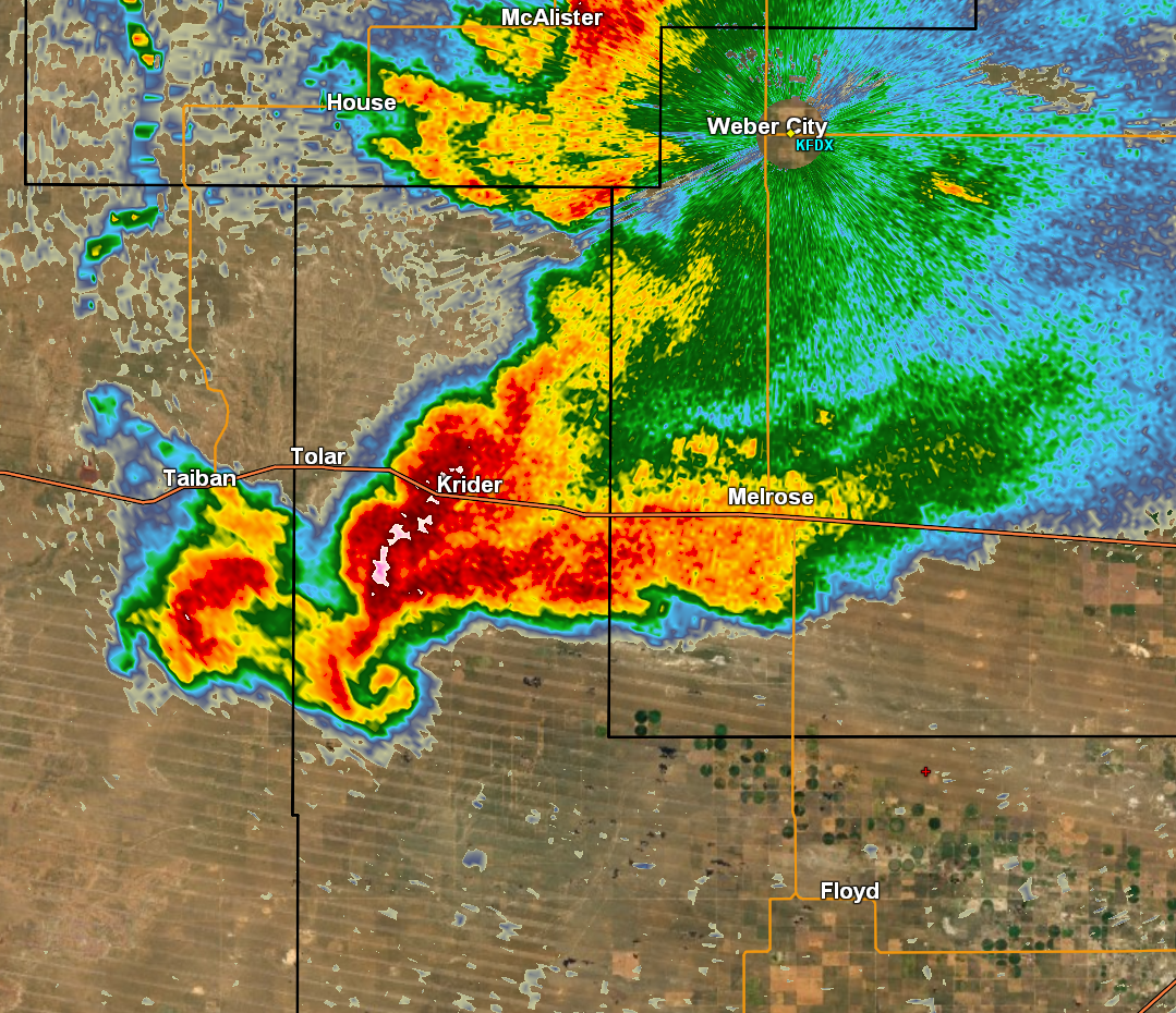 Radar reflectivity of Melrose Supercell