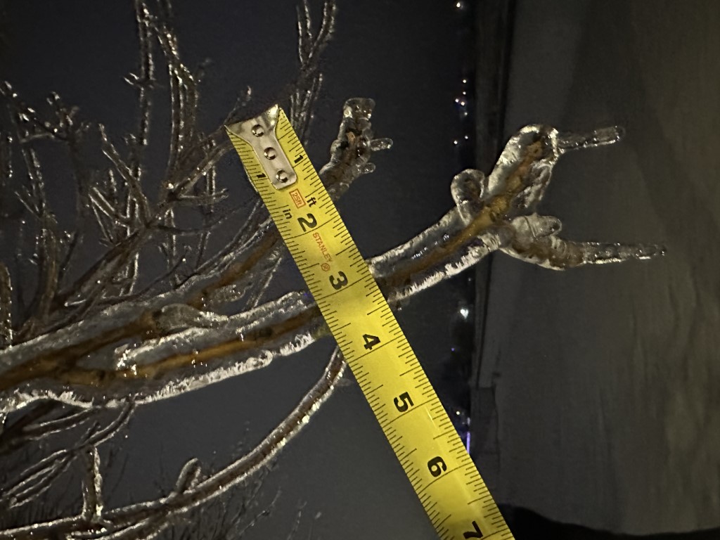 Ice accumulation on the trees at NWS Aberdeen - Taken at 12:42 am on Dec 26, 2023 (Photo by NWS Aberdeen)