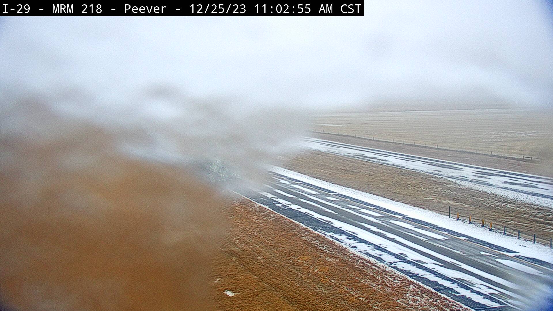 Conditions on I-29 near Peever, SD at 11:02am CST on December 25, 2023 (via SDDOT)