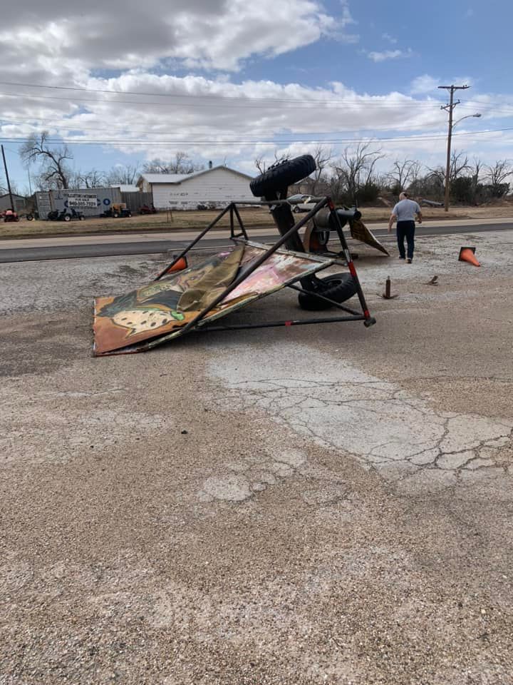 Photo by Amanda Ann-Street Hope of a sign blown over in Clarendon, Texas on February 14th, 2023