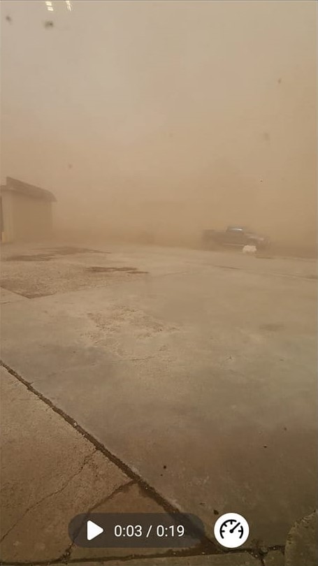 Photo by Cherise Magdaleno of blowing dust in Spearman, Texas on February 14th, 2023