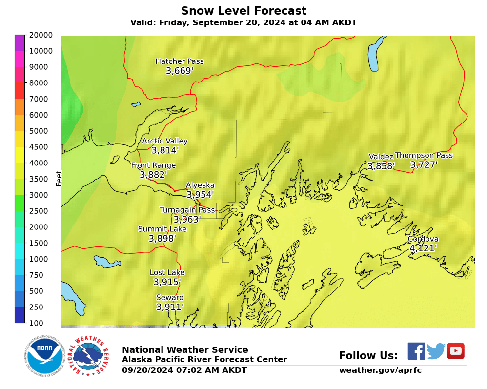 Weather Map and Snow Conditions for Alaska