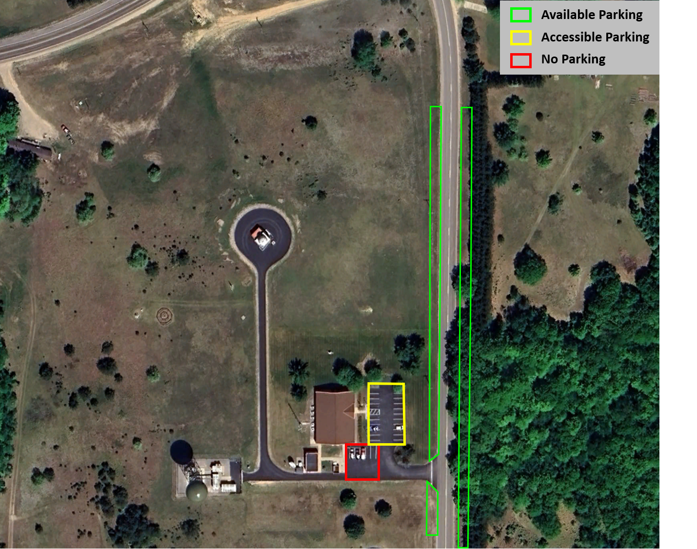 overhead view of the NWS la Crosse and parking areas