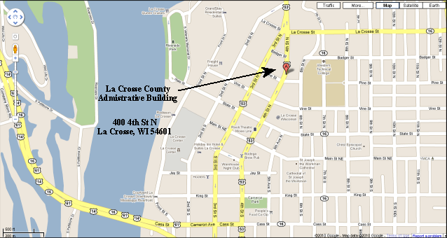 Map to the La Crosse County Administrative Center