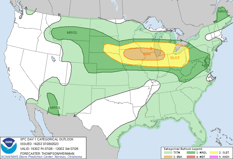 SPC outlook for July 28 issued during the morning of July 28