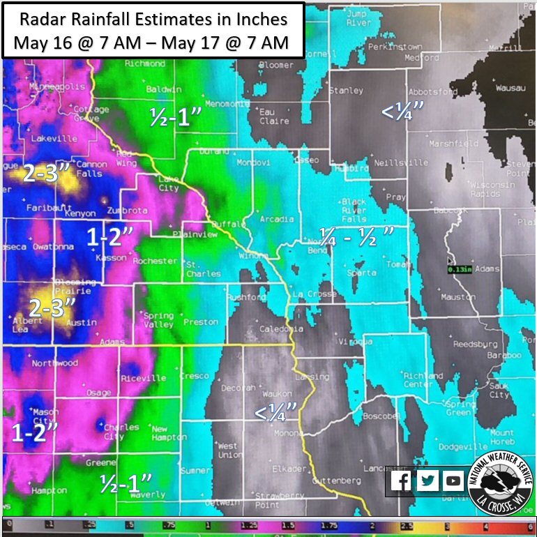 May 16 to May 17, 2020 rainfall