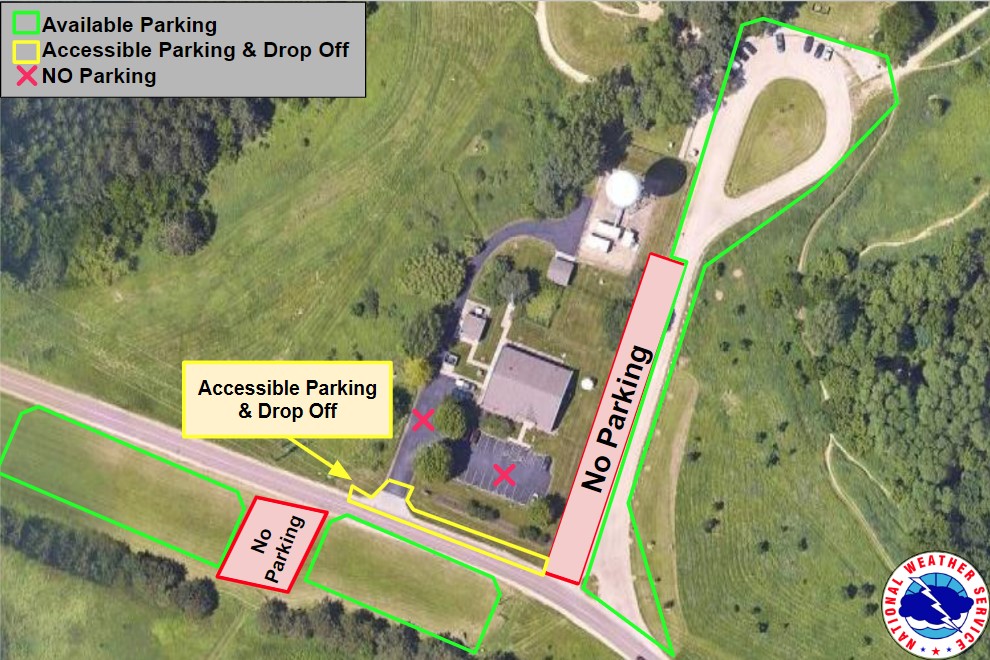 overhead view of the NWS la Crosse and parking areas