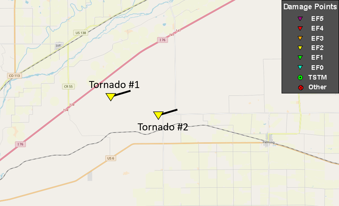 Logan County, Colorado tornado tracks September 11, 2019