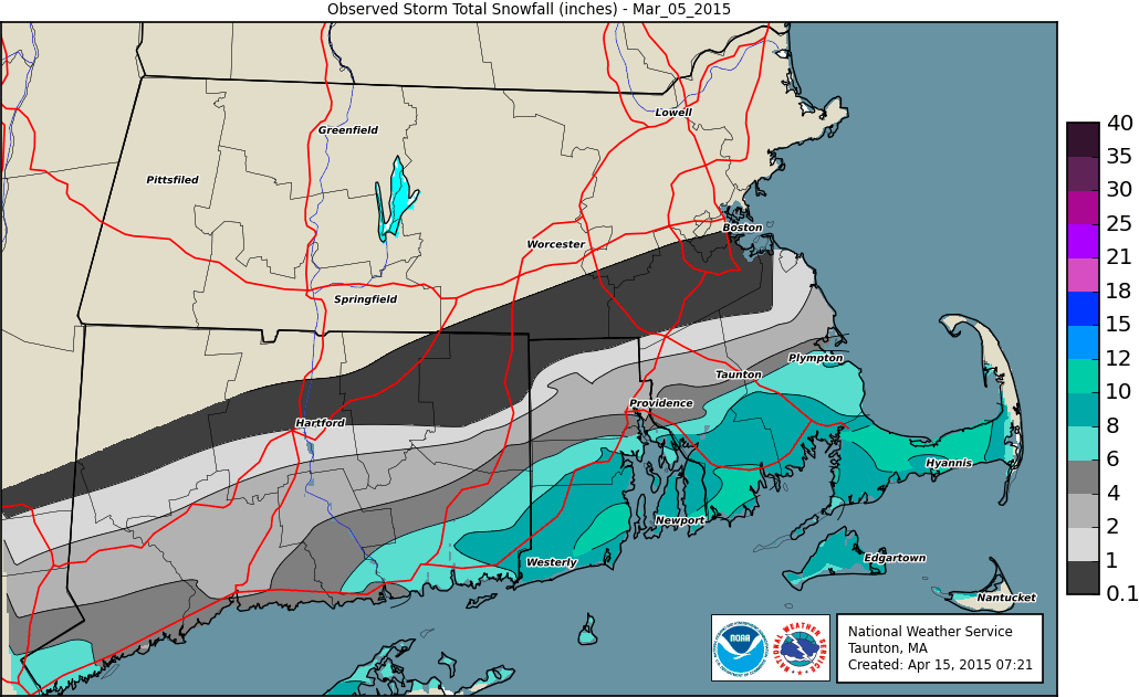 Plot of Storm Total Snowfall