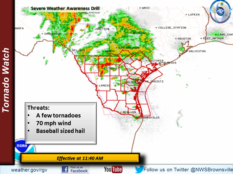tornado watch graphic for severe story/drill