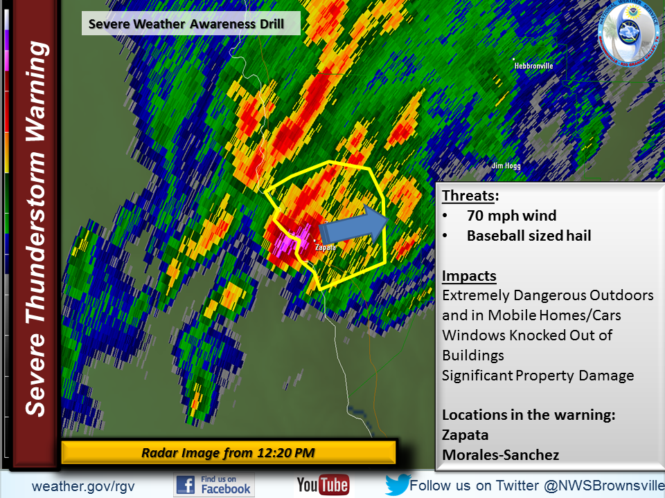 Severe thunderstorm for Zapata, first graphic