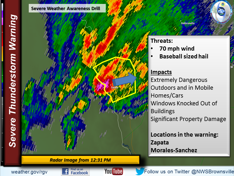 follow up severe weather statement graphic for Zapata County (Drill)