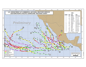 Preliminary eastern Pacific tropical cyclone tracks, 2015 season