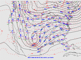 6 PM CST February 16th 500 mb analysis (click to enlarge)