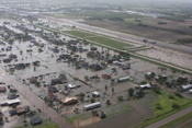 Wide shot of areal flooding in neighborhoods and fields in and near Harlingen (click to enlarge)