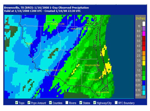January 15th rainfall across Rio Grande Valley (click to enlarge)