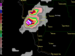 Vertically integrated liquid, valid 939 PM CDT April 17th, 2009, Zapata County (click to enlarge)